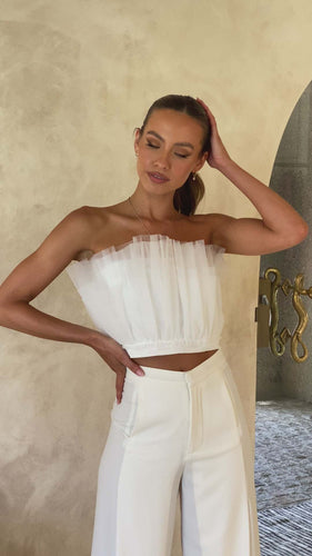 Damen cropped Oberteil mit transparenten Rüschendetails Drune