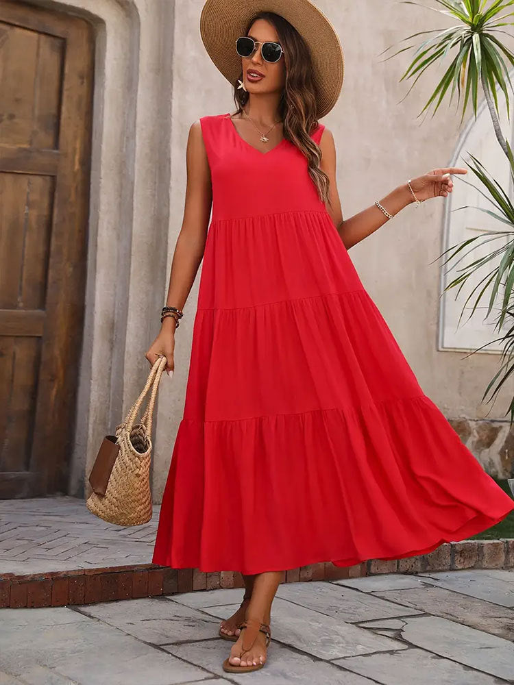 Drune | Spleißkleid mit V-Ausschnitt