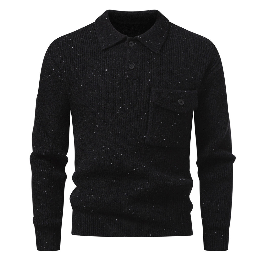 Herren Polokragen-Pullover aus Rippenstrick mit aufgesetzter Brusttasche Drune
