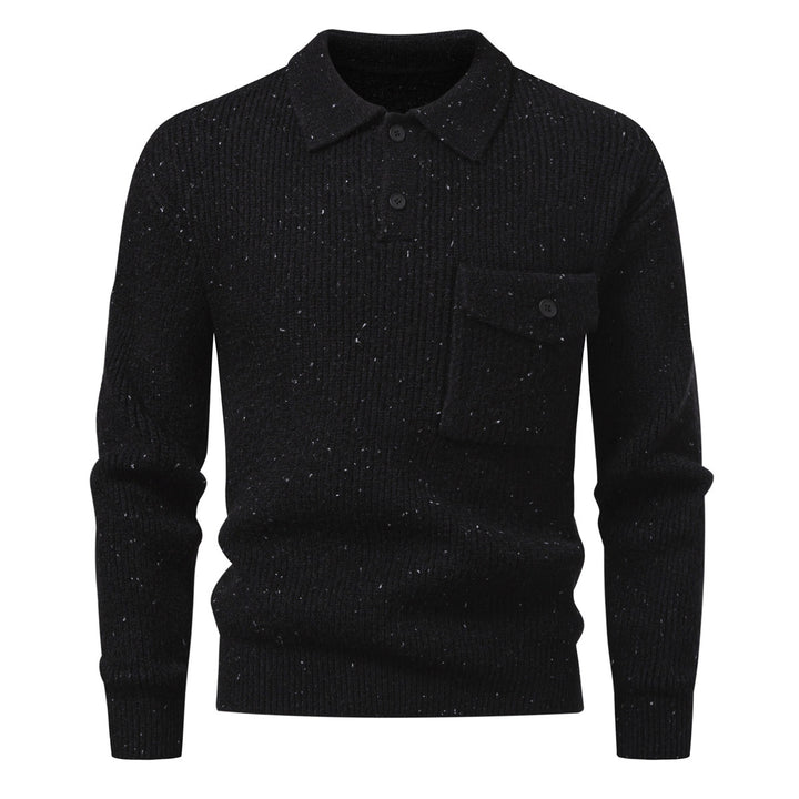 Herren Polokragen-Pullover aus Rippenstrick mit aufgesetzter Brusttasche Drune