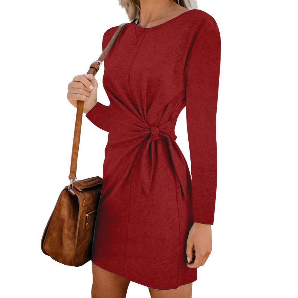 Damen Kurzarm Kleid mit Knoten-Detail und elegantem Schnitt Drune