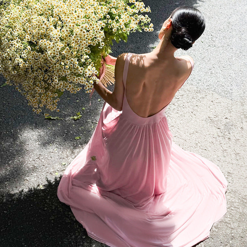 Damen elegantes und fließendes Maxikleid mit asymmetrischem Schnitt Drune
