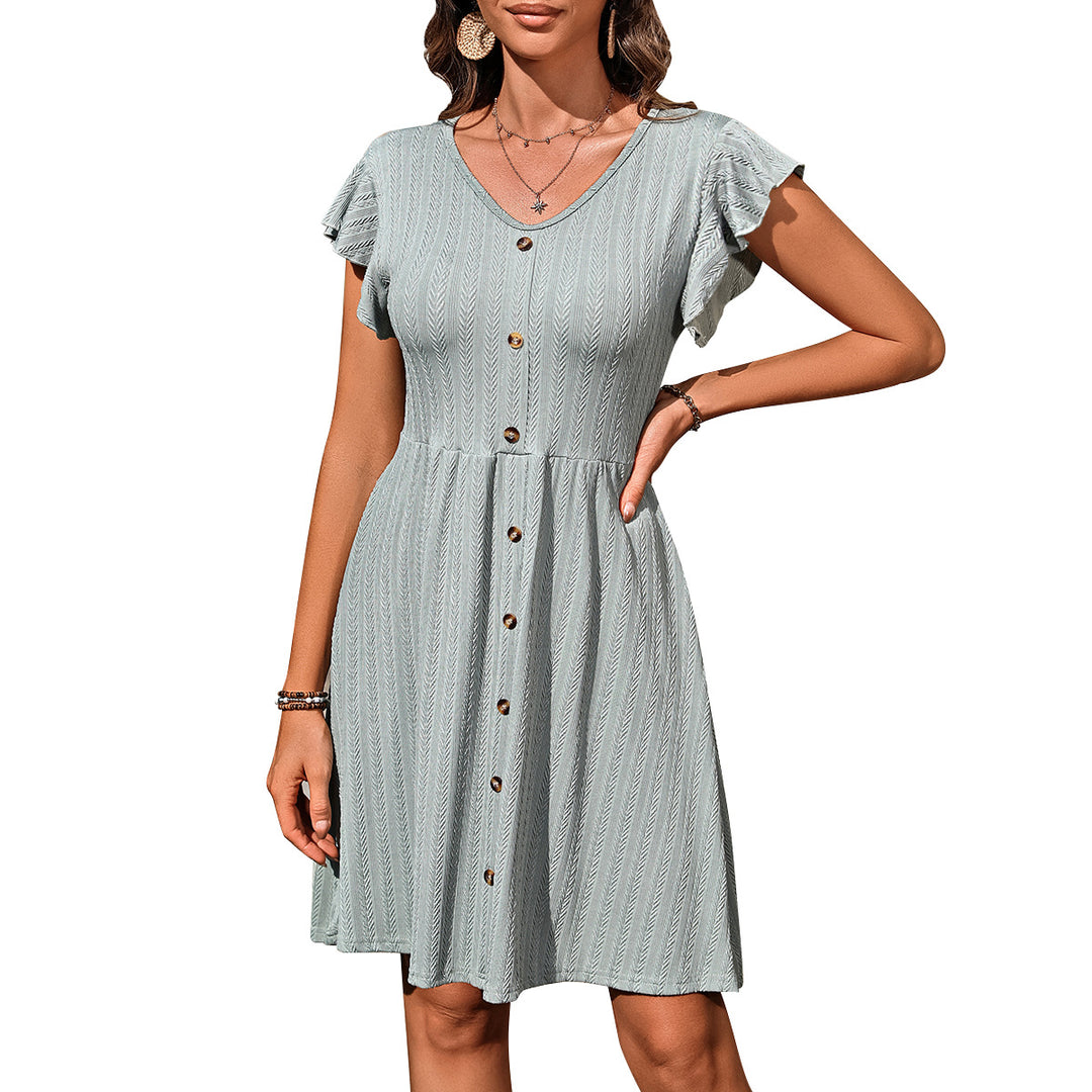 Damen Midi-Kleid mit Knopfleiste und luftigen Ärmeln Drune