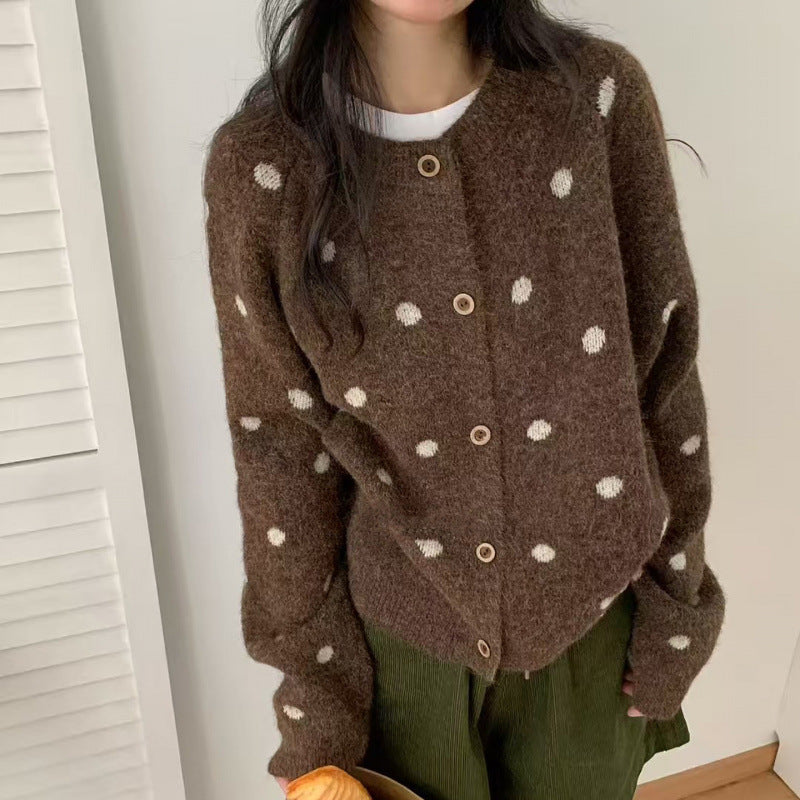 Damen Kuscheliger Strickpullover mit Punktmuster Drune