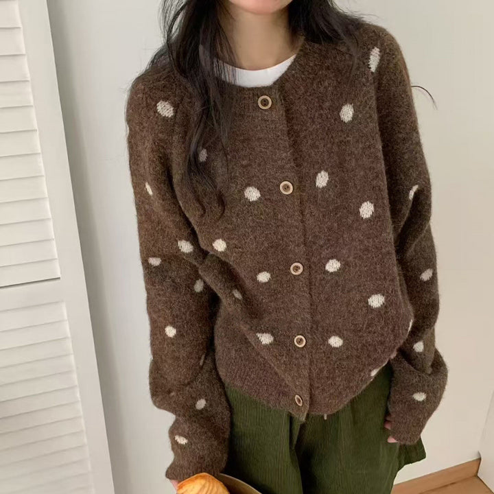 Damen Kuscheliger Strickpullover mit Punktmuster Drune