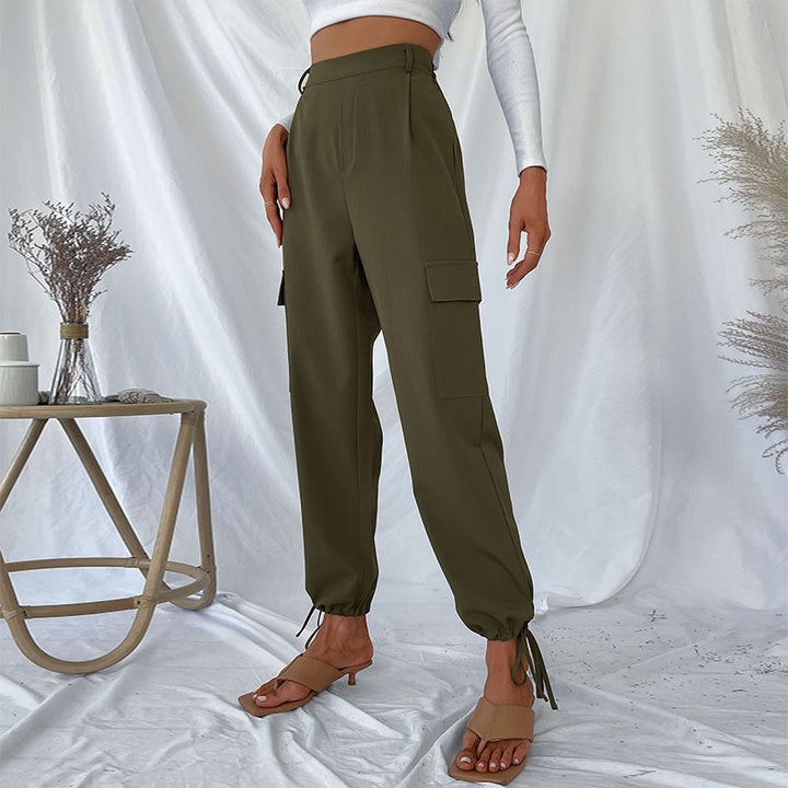 Damen Hohe Taillierte Cargo-Hose Drune
