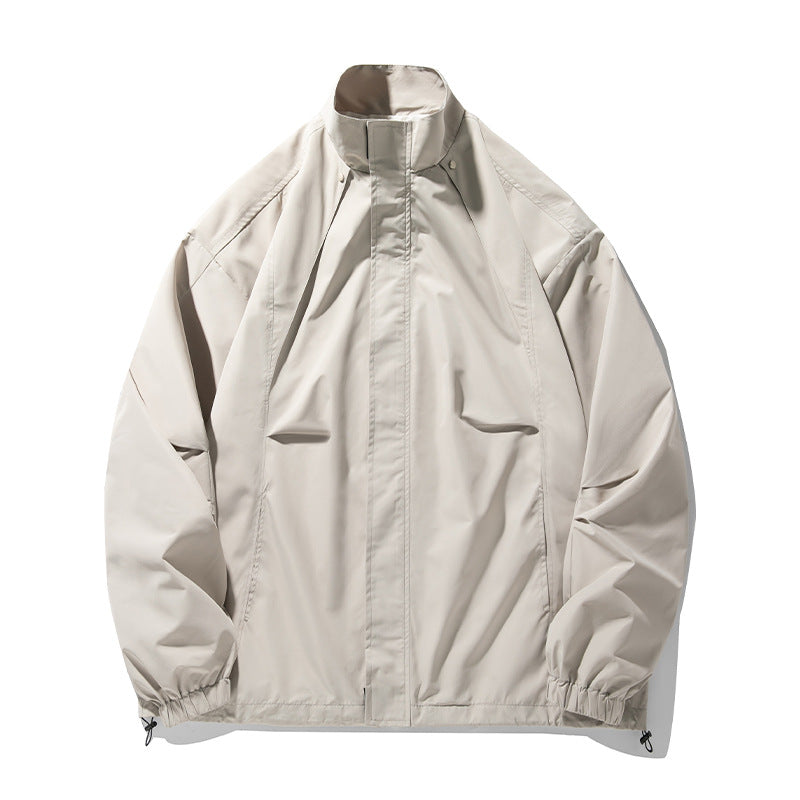 Unisex Leichte technische Windbreaker‑Jacke mit Stehkragen, verdecktem Reißverschluss und verstellbarem Saum Drune