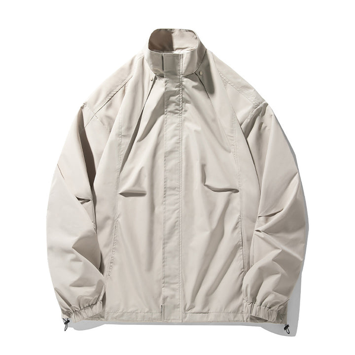 Unisex Leichte technische Windbreaker‑Jacke mit Stehkragen, verdecktem Reißverschluss und verstellbarem Saum Drune