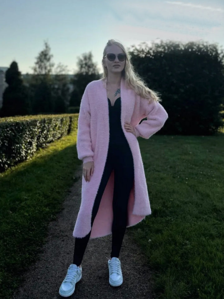 Damen Flauschiger Langarm Oversized Cardigan Drune