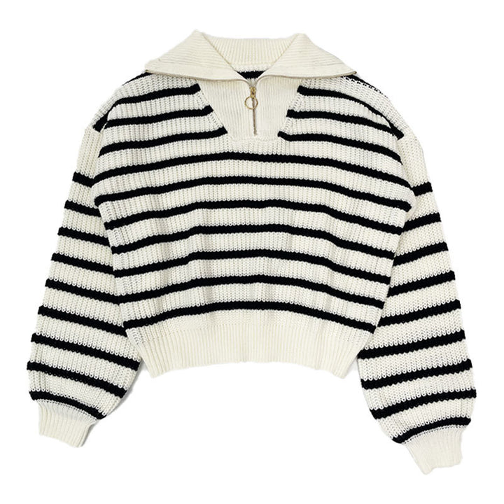 Damen stylischer Strickpullover mit hochgeschlossenem Kragen und lässigem Schnitt Drune