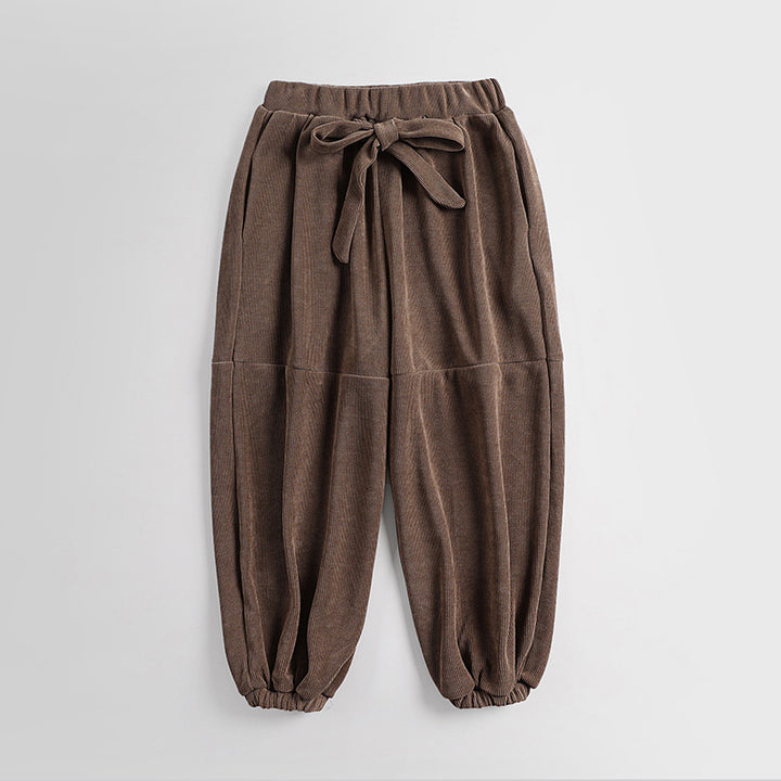 Damen Ripp-Joggerhose mit Tunnelzug hohem Bund und elastischen Bündchen Drune