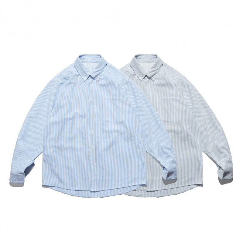 Unisex Oversize-Hemd mit feinem Nadelstreifen, Button-Down-Kragen und Brusttasche Drune