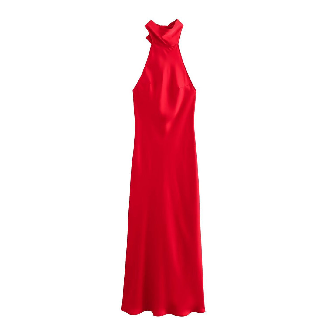Damen Abendkleid mit hohem Kragen und fließendem Schnitt Drune