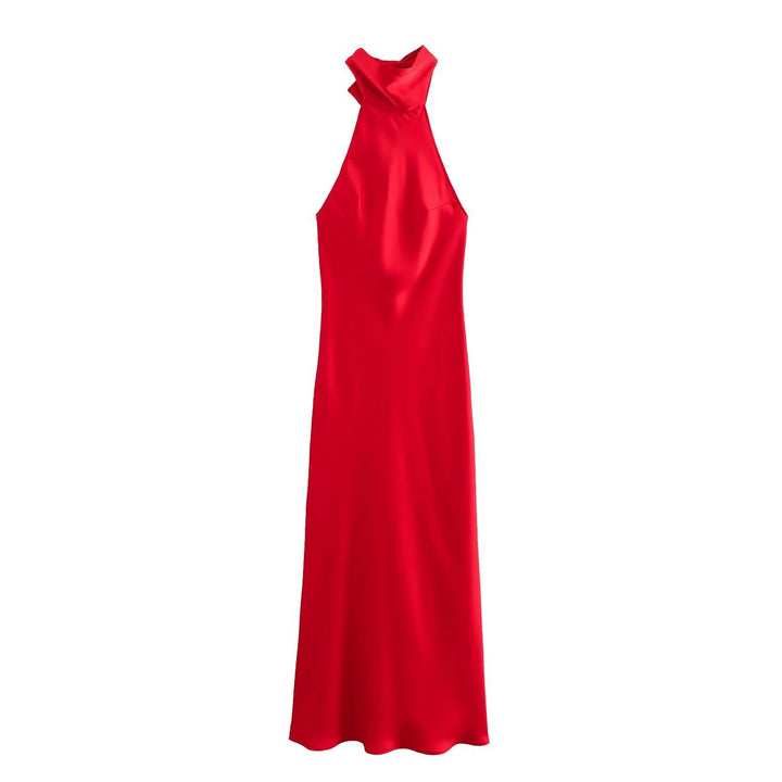 Damen Abendkleid mit hohem Kragen und fließendem Schnitt Drune