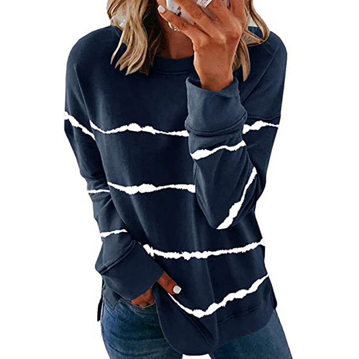 Damen Freizeit Sweatshirt mit modernen Streifen Drune