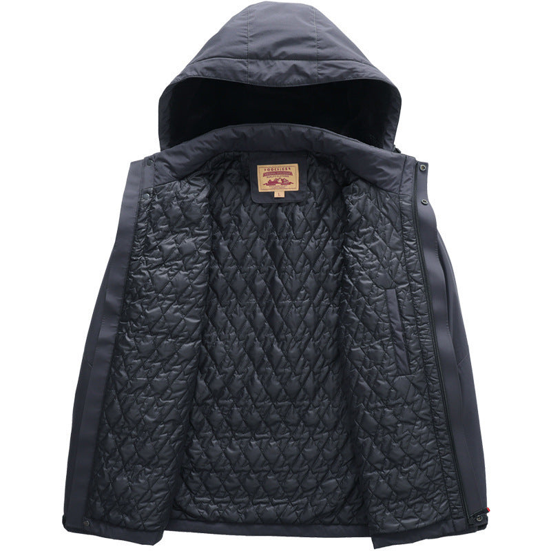 Herren wasserabweisende gesteppte Thermojacke mit verstellbarer Kapuze und winddichter Membran Drune