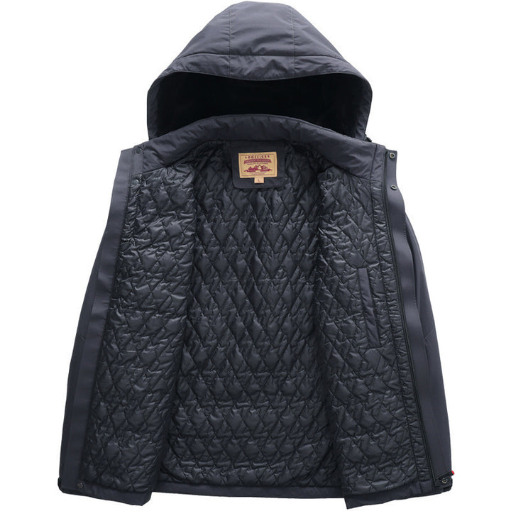Herren wasserabweisende gesteppte Thermojacke mit verstellbarer Kapuze und winddichter Membran Drune