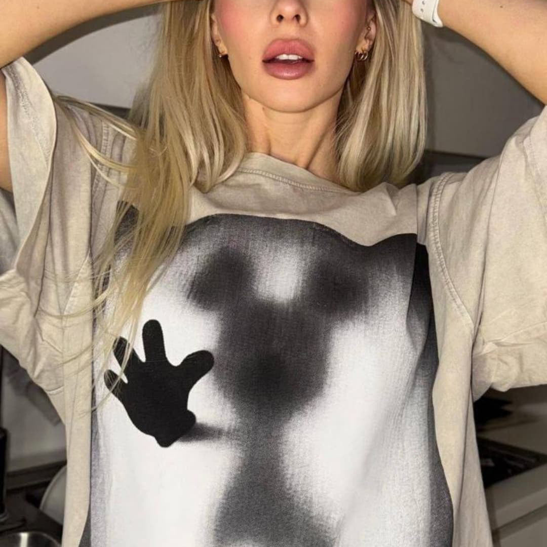 Damen Oversized Sweatshirt mit kreativem Grafischem Motiv Drune