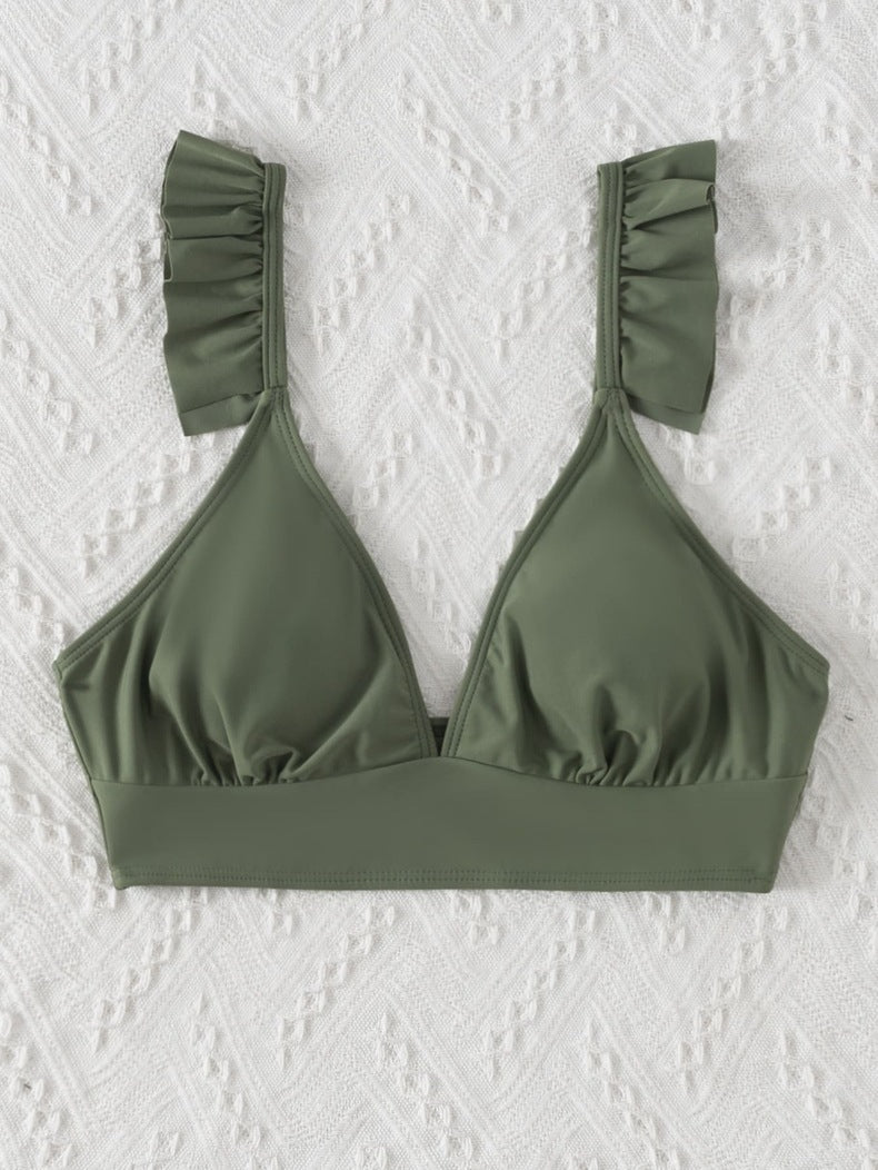Damen Triangel-Bikinioberteil mit verspieltem Rüschendesign Drune