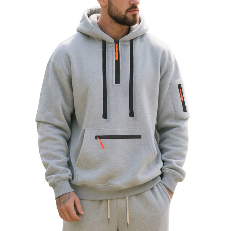 Herren Sportlicher Hoodie mit funktionalen Reißverschlusstaschen Drune