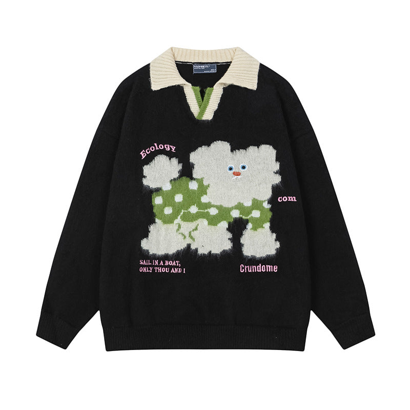 Damen Modischer Grobstrickpullover mit Tiermotiv Drune