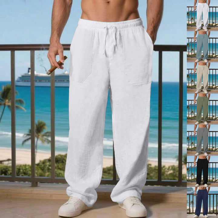 Herren Bequeme Strandhose mit seitlichen Taschen und elastischem Bund Drune
