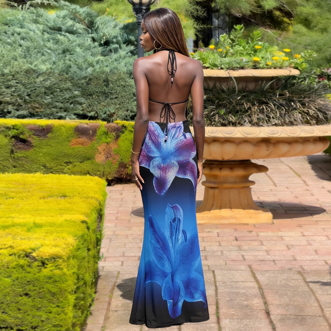 Damen Sommerliches Maxikleid mit aufregenden Blumenmotiven Drune