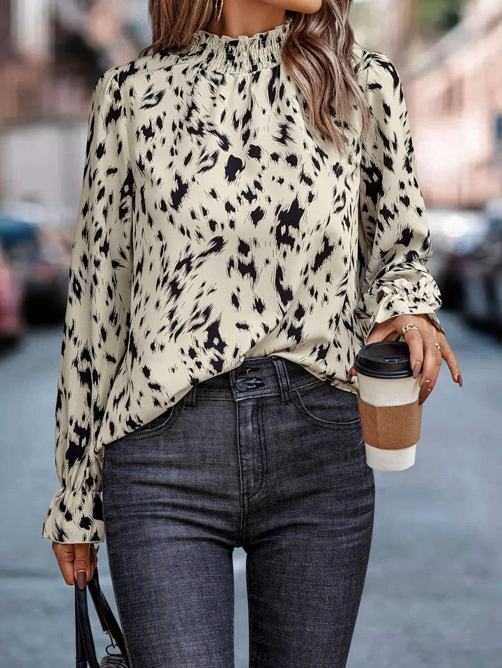 Damen Bluse mit eleganter Raffung und stylischem Muster Drune