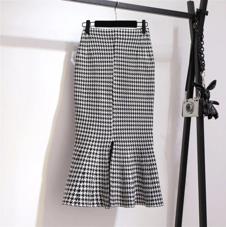 Damen Eleganter, figurbetonter Midi-Rock mit Knopfdetails Drune