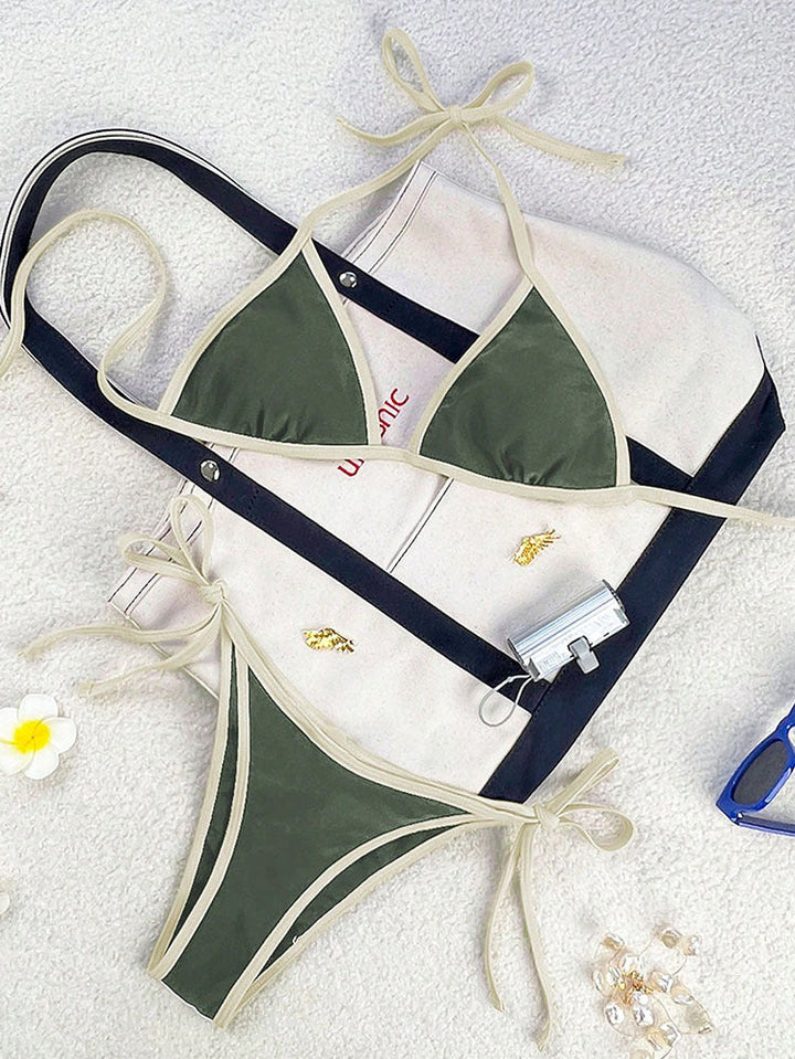Damen Triangel-Bikini mit verspielten Schleifen Drune