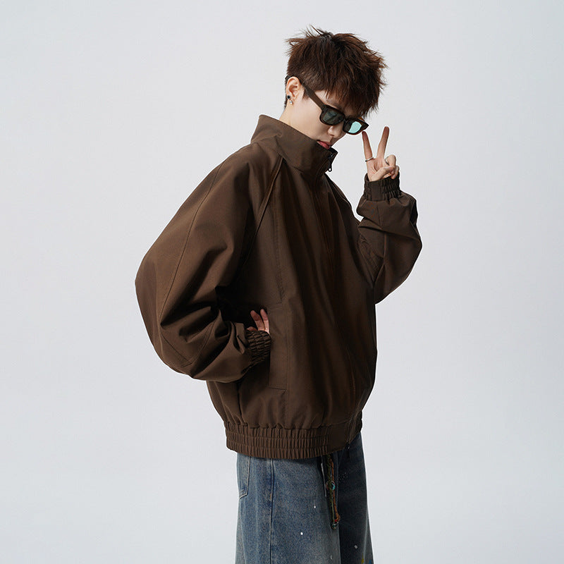 Unisex Oversized Windjacke mit Stehkragen und Raglanärmeln Drune