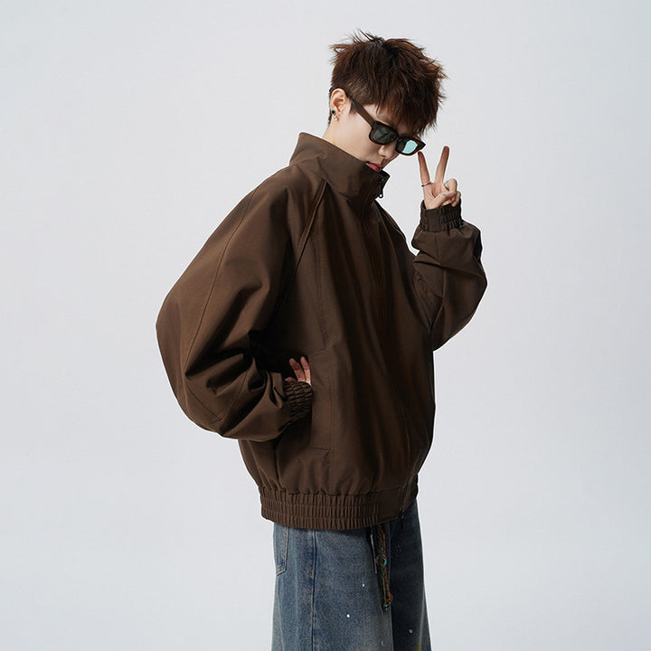 Unisex Oversized Windjacke mit Stehkragen und Raglanärmeln Drune