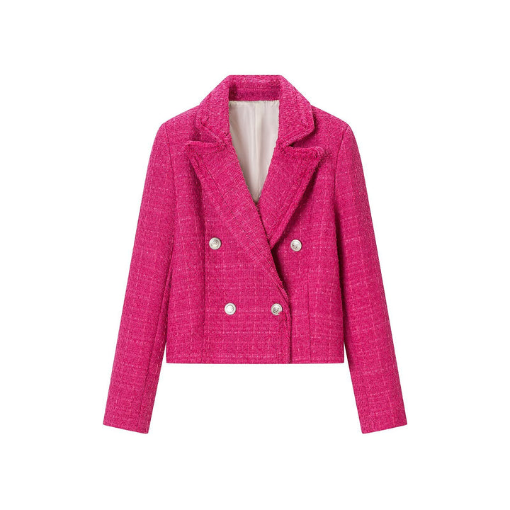 Damen Zweiteiliges Tweed-Set mit Kurzblazer und Plissiertem Minirock Drune