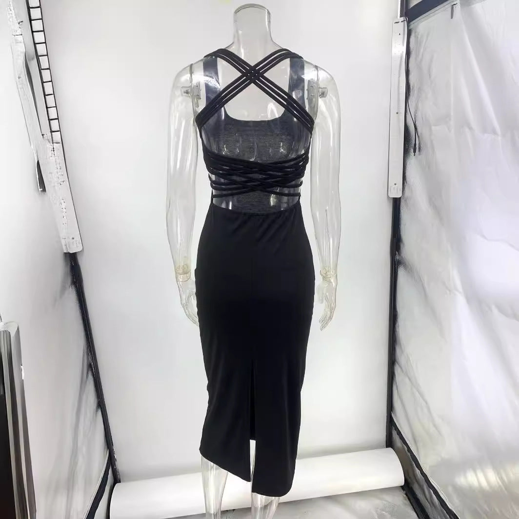 Damen Elegantes Midi-Kleid mit seitlichen Cut-Outs Drune