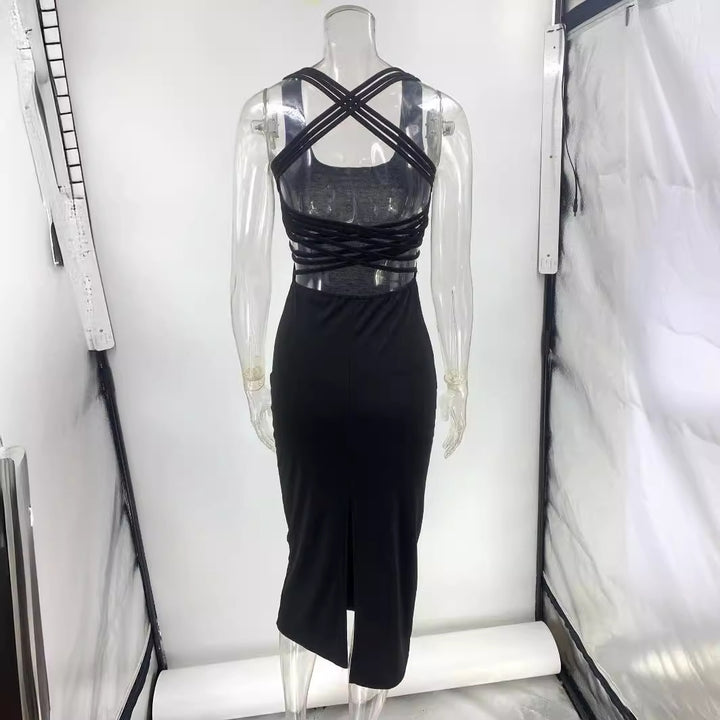 Damen Elegantes Midi-Kleid mit seitlichen Cut-Outs Drune