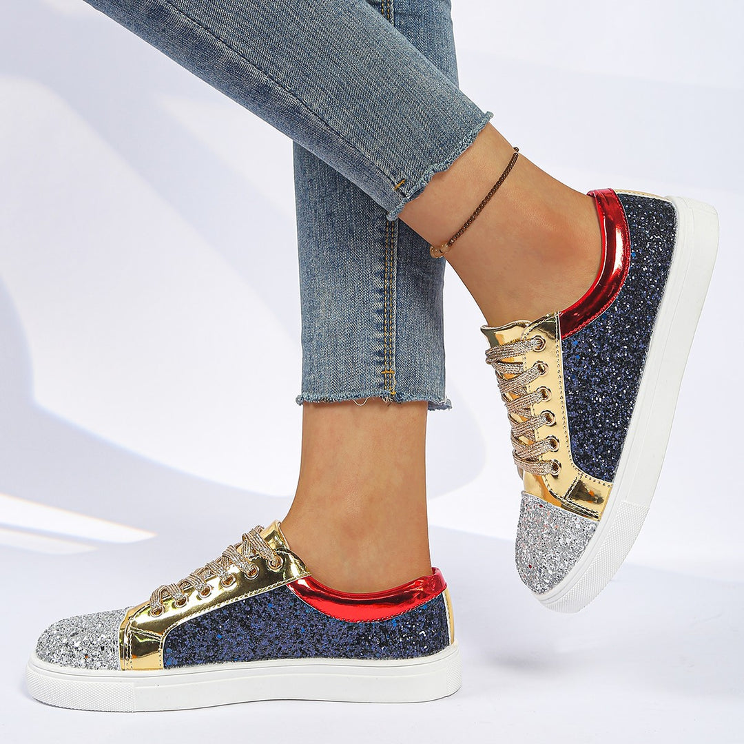 Damen  Glitzer-Sneaker mit funkelnder Zehenkappe, metallic-Overlays und gepolstertem Komfortfußbett Drune