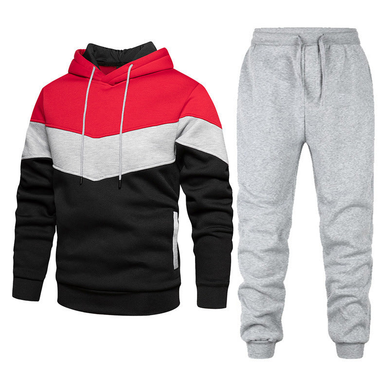 Herren nan athleisure-Set mit Chevron-Kapuze, fleecegefüttertem Pullover und schmal zulaufender Jogginghose Drune