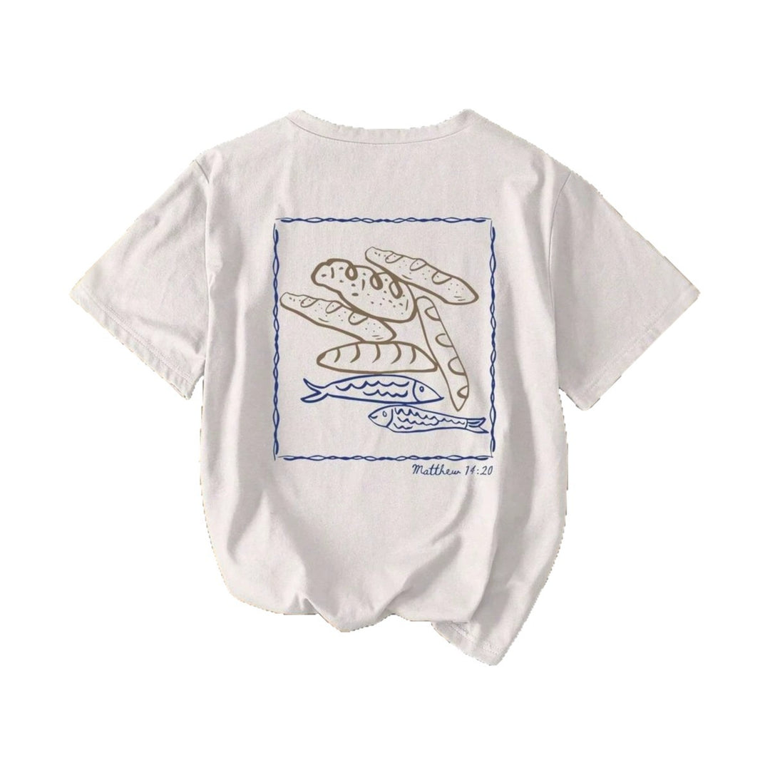 Damen Kurzarm T-Shirt mit kreativem Fischnetz-Motiv Drune