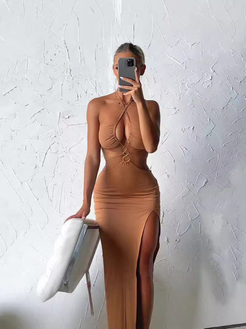 Damen Maxikleid mit raffinierten Cut-Outs und verführerischen Rüschendetails Drune