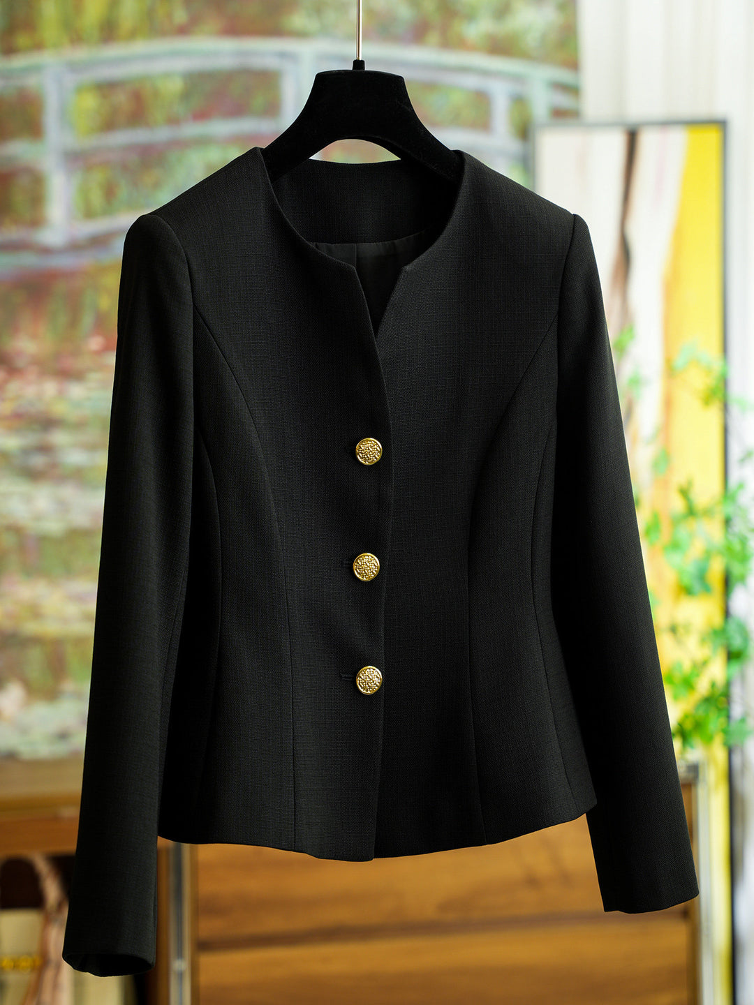 Damen Elegant geschnittener Blazer mit Schmuckknöpfen Drune