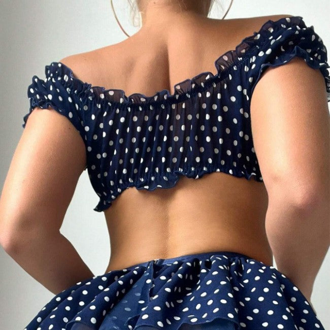Damen Polka Dot Off-Shoulder Unterwäsche Set Drune