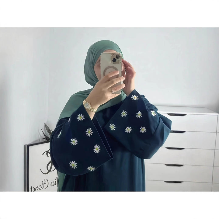 Damen elegantes Tunikakleid mit floralem Stickmuster Drune