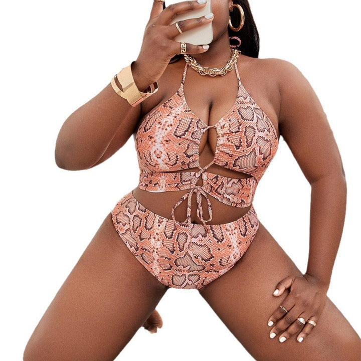Damen Triangel-Bikini mit raffiniertem Cut-Out und trendigem Schlangenprint Drune