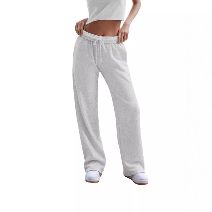 Damen nan weite Komfort-Loungehose mit hochgeschnittener Taille, elastischem Bund und Kordelzug Drune