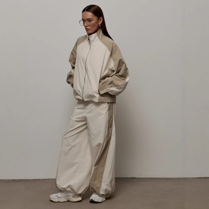 Damen nan sportive Oversize-Trackjacke mit hohem Stehkragen und Raglanärmeln Drune
