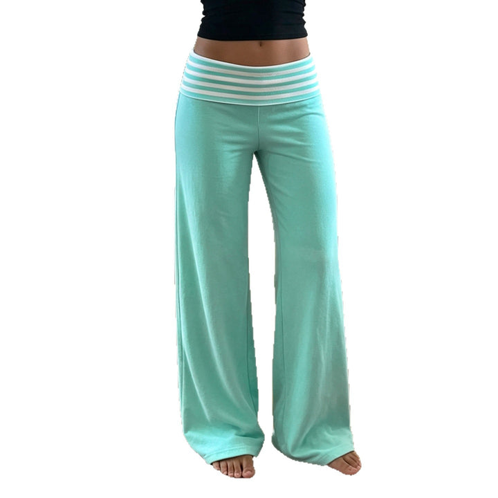 Damen Palazzo-Yogahose mit breitem Umschlagbund und fließender Jersey-Qualität Drune