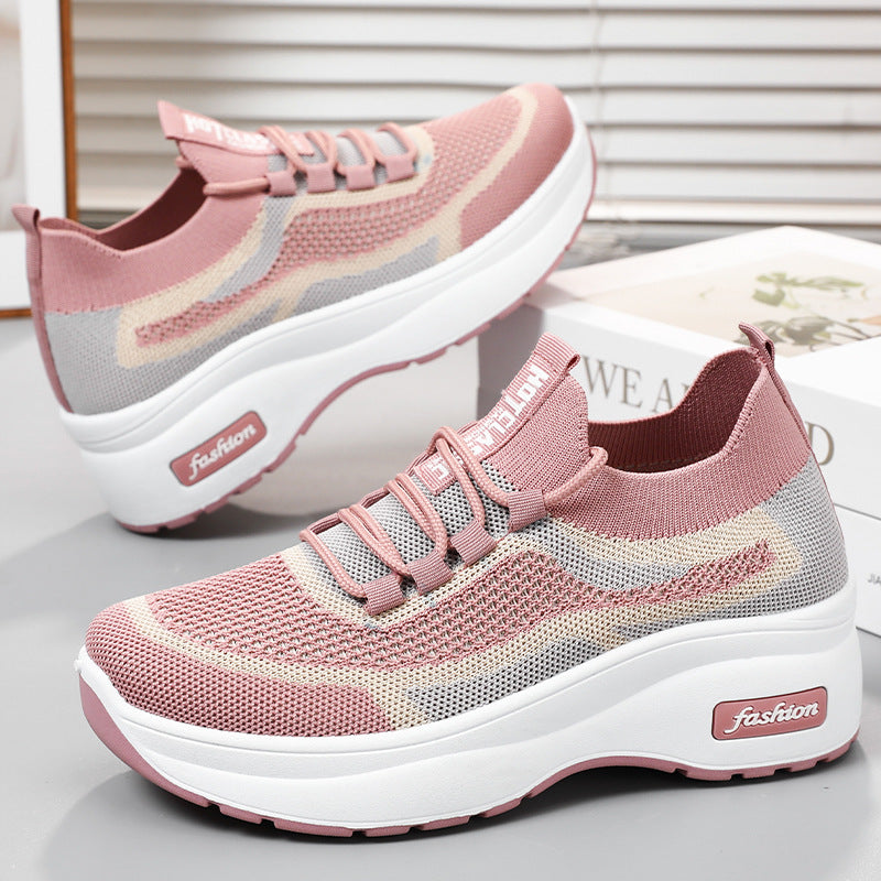 Damen Sportliche Sneakers mit atmungsaktiver Strick-Oberfläche und flexibler Sohle Drune