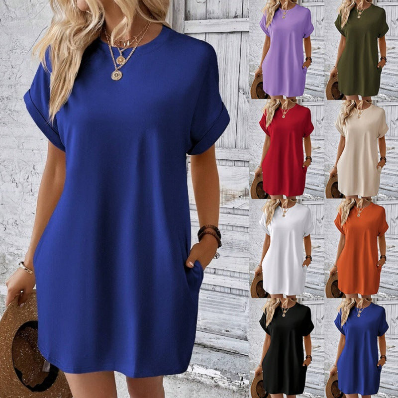 Damen Lockeres T-Shirt-Kleid mit praktischen Taschen und lässigem Design Drune