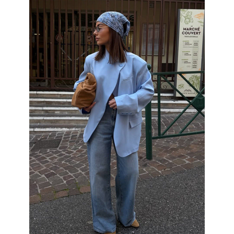 Damen Oversized-Longblazer mit kastiger Silhouette, soften Schultern und verlängertem Schnitt Drune