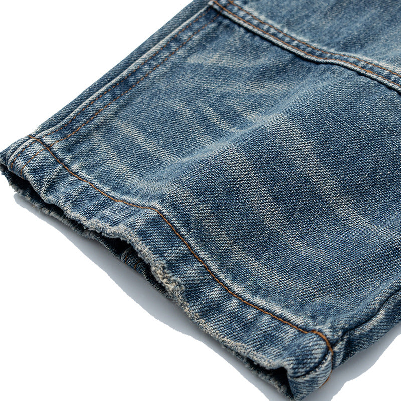Damen Hochtaillierte Denimhose im weiten, verkürzten Schnitt mit Used‑Effekt und aufgesetzten Fronttaschen Drune